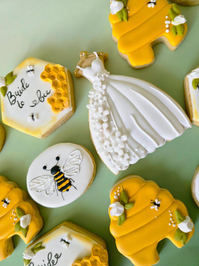Bride to Bee Cookies Bridal Shower Bee Mine Honey Bees Custom Order 2 ...