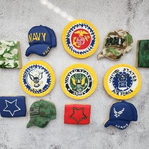Memorial day army airforce navy marine corps cookies 4th of July independence day America patriotic themed shugar decorated cookie