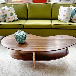 Kidney Bean Mid-Century Modern Solid Walnut Table