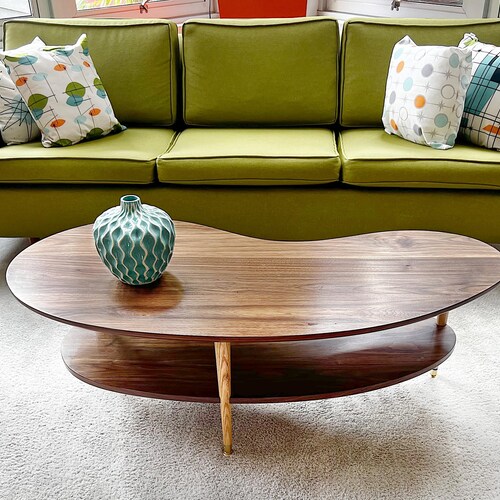 Kidney Bean Table | Mid Century Coffee Table | Handmade MCM Atomic