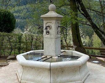 Vincennes-Steinbrunnen – Klassische Eleganz für Garten oder Terrasse – Gartenbrunnen – inklusive Pumpe