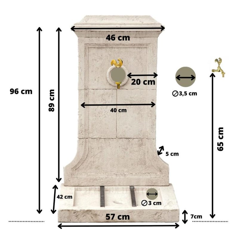 Tuscan Stone Wall Fountain with Brass Tap - Classic Elegance for Garden or Outdoor Terrace image 13