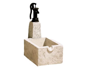 Fuente de pared de piedra retro: elegancia clásica para jardín o patio exterior - Fuente de jardín