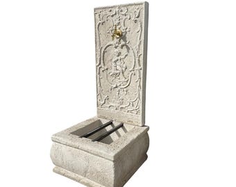Fuente de pared de piedra Villandry: elegancia clásica para jardín o patio exterior - Fuente de jardín