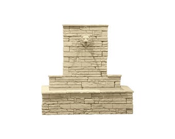 Fuente de pared de piedra Palermo: elegancia clásica para jardín o patio exterior - Fuente de jardín