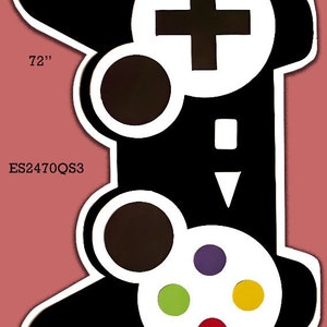 May include: Black and white 72 inch game controller wall decor with colorful buttons. ES2470QS3