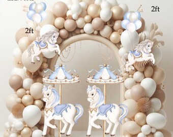ES2776HS horse blue and white carousel stan not included