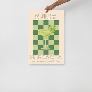 Spicy Margarita Cocktail Poster - Elegant Bar Cart Decor & Party Drink Sign, Minimalist Retro Wall Art