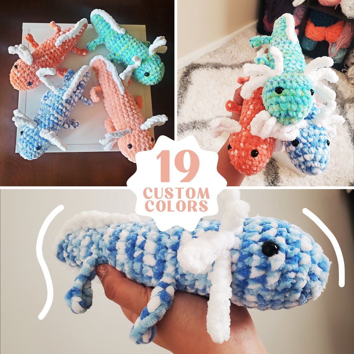 Axolotl Plushie Crochet Axolotl Axolotl Toy Axolotl Amigurumi