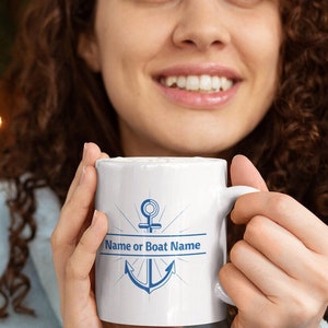 Custom Nautical Mug Gift, Nautical Decor for Boating Lovers, Cabin Decor, Captain Mug for Sailing Enthusiasts, Add Your Name or Boat Name