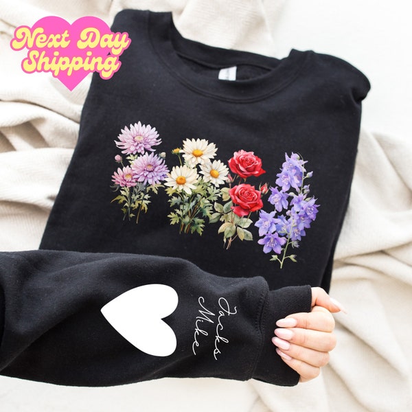 Custom Mama's Garden Shirt, Mom Gift Hoodie, Mama Hoodie, Custom Love Shirt, Personalized Mama Sweatshirt, Gift Shirt, Flower Sweatshirt
