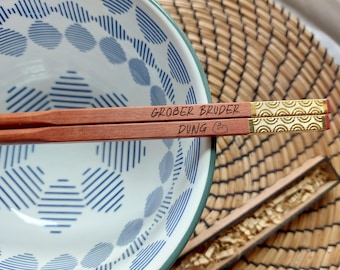 Bacchette personalizzate con testo/immagine - confezione regalo in legno massello, bacchette per sushi, noodle, anniversario, regalo di laurea, decorazione in oro