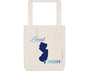 New Jersey 08204 LOCAL Organic Canvas Tote Father's/Mother's gift, Library bag, Magazine bag, Farmer's Market bag