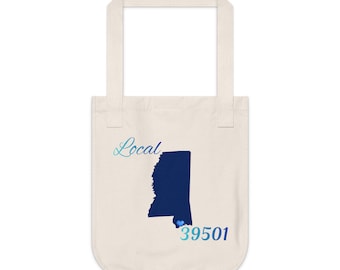 Mississippi 39501   LOCAL Organic Canvas Tote Father's/Mother's gift, Library bag, Magazine bag, Farmer's Market bag