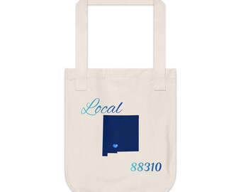 New Mexico 88310 LOCAL Organic Canvas Tote Father's/Mother's gift, Library bag, Magazine bag, Farmer's Market bag