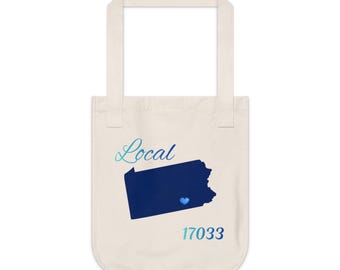 Pennsylvania 17033 LOCAL Organic Canvas Tote Father's/Mother's gift, Library bag, Magazine bag, Farmer's Market bag