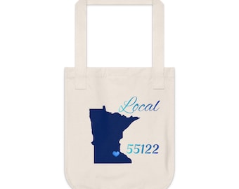 Minnesota 55122   LOCAL Organic Canvas Tote Father's/Mother's gift, Library bag, Magazine bag, Farmer's Market bag