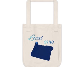 Oregon 97110 LOCAL Organic Canvas Tote Father's/Mother's gift, Library bag, Magazine bag, Farmer's Market bag