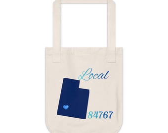 Utah 84767 LOCAL Organic Canvas Tote Father's/Mother's gift, Library bag, Magazine bag, Farmer's Market bag