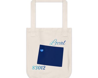 Wyoming 83012 LOCAL Organic Canvas Tote Father's/Mother's gift, Library bag, Magazine bag, Farmer's Market bag