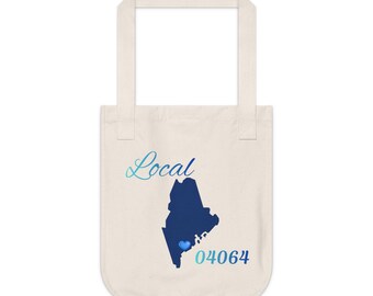 Maine 04064  LOCAL Organic Canvas Tote Father's/Mother's gift, Library bag, Magazine bag, Farmer's Market bag