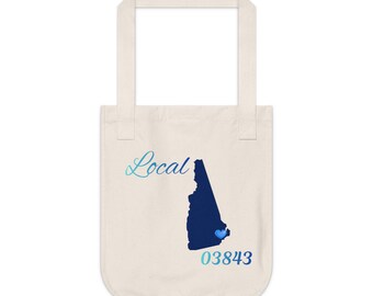 New Hampshire 03843 LOCAL Organic Canvas Tote Father's/Mother's gift, Library bag, Magazine bag, Farmer's Market bag