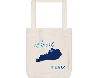 Kentucky 40208 LOCAL Organic Canvas Tote Father's/Mother's gift, Library bag, Magazine bag, Farmer's Market bag