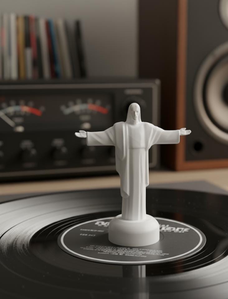 Centreur Stabilisateur Disque Vinyle 33/45 Tours - Design Corcovado Rio Blanc - PLA Biosourcé