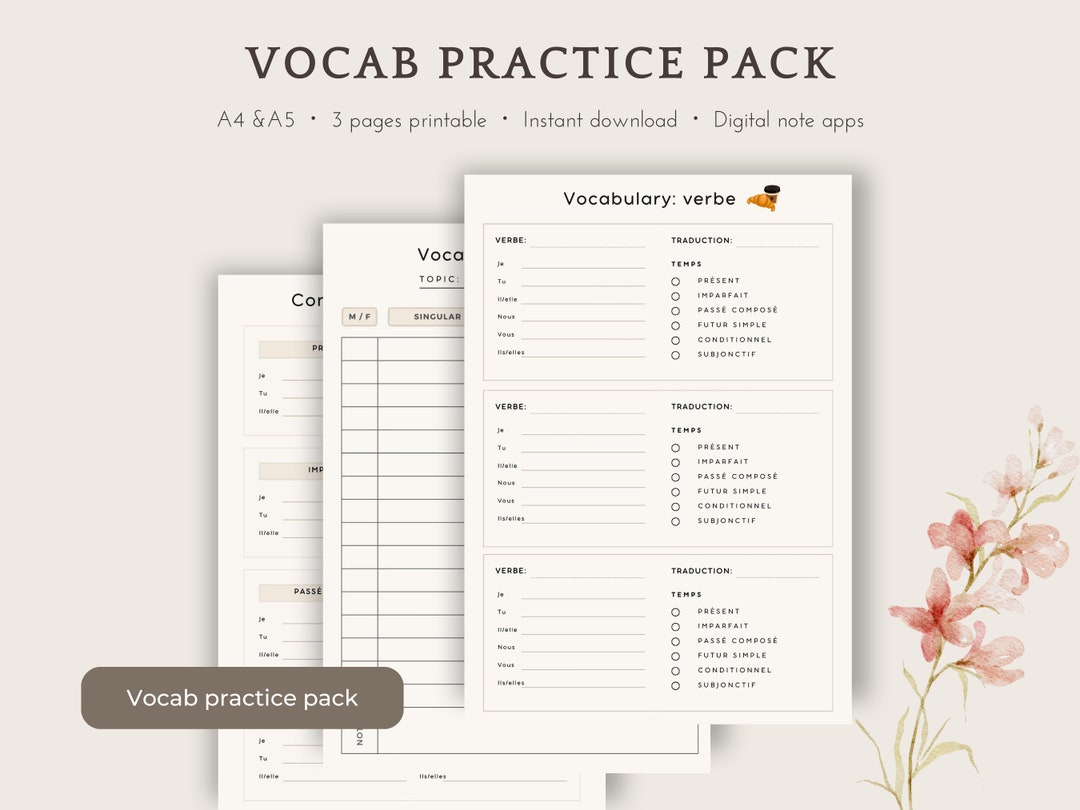 French Language Learning Practice Worksheet,gift for Grammar, Vocab ...