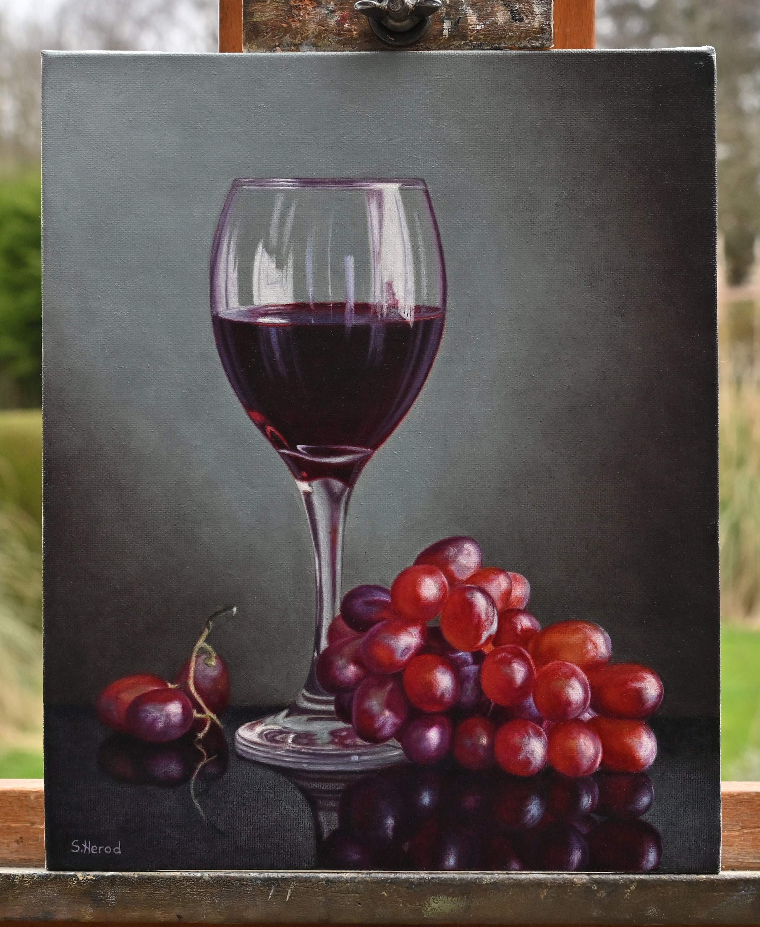 Glass of Red Wine and Grapes. Still Life Oil Painting - Etsy