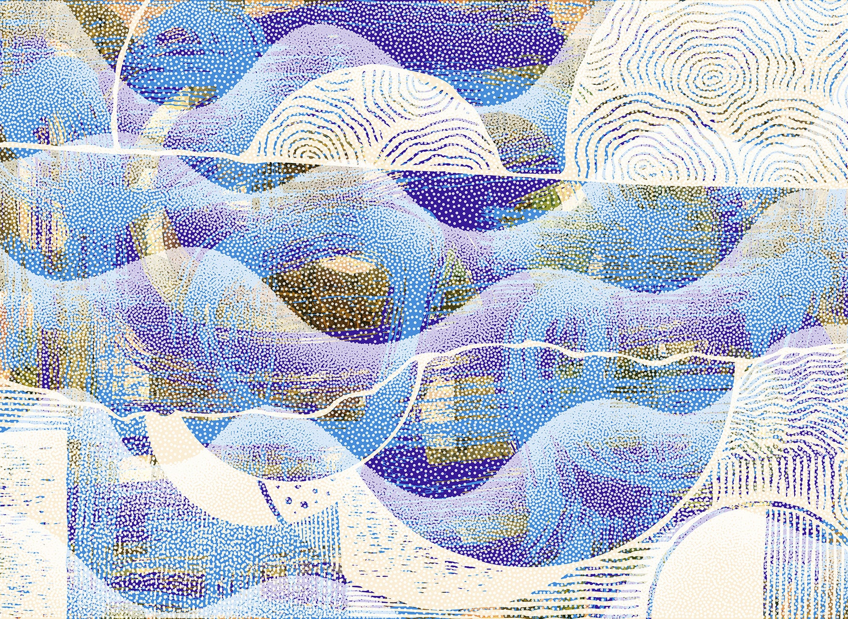 Ocean Waves in Pointillism Technique, Abstract Sea Life Decor - Etsy