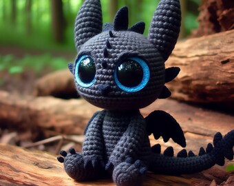 Lindo Patrón de Ganchillo Amigurumi Bebé Dragón - Ganchillo Azul Dragón Fácil para Principiantes Amigurumi - Patrón Lindo Animal - PDF en Inglés