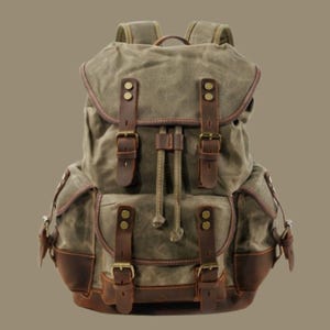 Sac à dos personnalisé en cuir et toile pour hommes et femmes, sac de randonnée en plein air, sac de voyage, sac d'école pour ordinateur portable, sac à dos