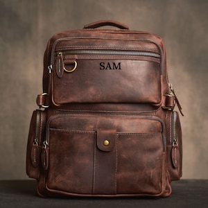 Mochila de cuero para hombre, Mochila de viaje, Mochila para computadora portátil, Mochila de oficina, Mochila, Cartera, Mochilas escolares casuales, Mochila de cuero de grano completo