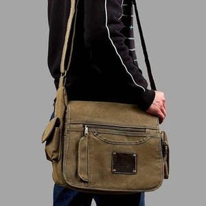Personalisierte Leder Canvas Umhängetasche Männer Laptoptasche Canvas Arbeit Aktentasche Crossbody Messenger Bag Business Reisetasche Geschenke für Ihn Sie