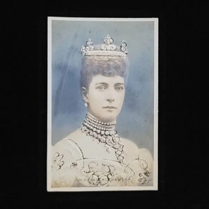 Carte postale avec photo en relief, photographie originale ancienne rare, royauté de la reine Alexandra