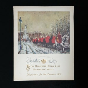 Seltene 1958 Queen Elizabeth II Signierte Autogramme Royal Dokument Haushaltskarte UK