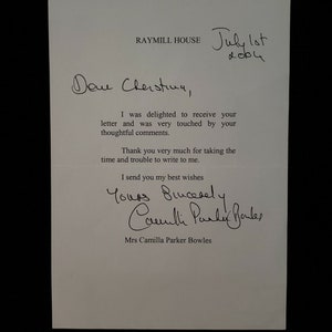 Seltene Königin Gemahlin Camilla Parker Bowles Duchess Cornwall signierte königliche Urkunde