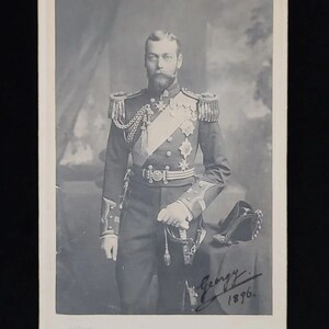 Koning George V ondertekende prins GEORGY Royal Presentation Cabinet Card Photo Royalty