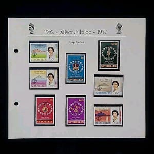 Juego de sellos postales reales del Jubileo de Plata de la Reina Isabel de 1977 SEYCHELLES