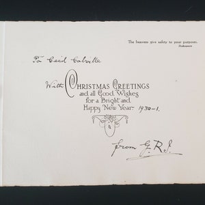 Seltene 1930 britisches Königshaus König George V signiertes Royal HMS Card Dokument Autogramm