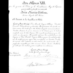 Raro 1896 Rainha Maria Cristina Espanha Assinado Documento Real Realeza Alfonso XIII