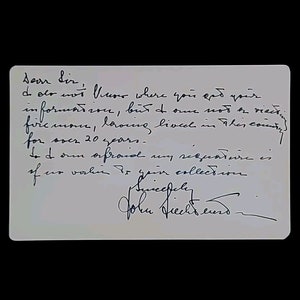 Príncipe John Liechtenstein Assinou Carta de Cartão Real Documento Realeza Autógrafo LI