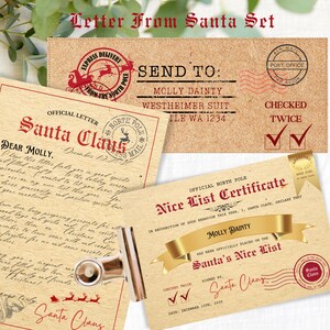 Bewerkbare brief van de kerstman SET, kerstmanlijst, SJABLOON kraftenvelop, kerstavonddoos, kerstavonddoos, kerstman, noordpool