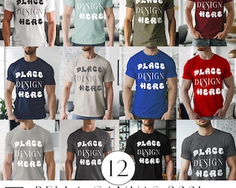 Bella Canvas 3001 T-Shirt Mockup Bundle | Smart PSD Mockup | Male BC3001 TShirt Mock-up Bundle | Mens Basic Simple Bella Canvas 3001 Mock
