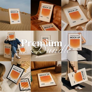 20 Retro Frame Mockups Kitchen Bundle Modern Templates PSD Files Collection for Prints & Posters Photoshop Art Display