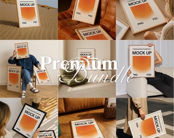 20 Retro Frame Mockups Kitchen Bundle Modern Templates PSD Files Collection for Prints & Posters Photoshop Art Display