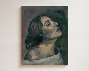 Heart of Mary Painting | Moody Female Portrait | Oil Painting by Alyssa Gammelgaard | Heart of Eden Art | Christian Canvas or Art Print