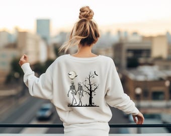 Gothic Couple Sweatshirt: Skeleton Love, Spooky Romance, Calaveras Duo