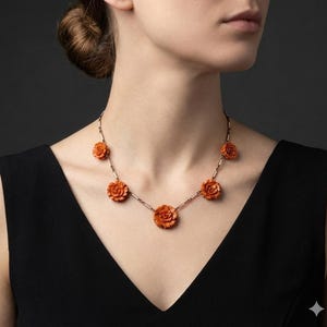 Vintage Bakelite necklace from the 30s of the twentieth century with deep carving BAKELIT ROSE. Tested with semi-chrome polishing. Gift